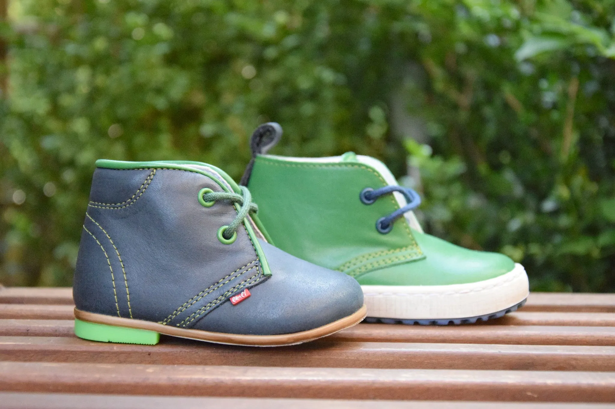 (2195-16) Emel Navy-Green Lace Up Shoes