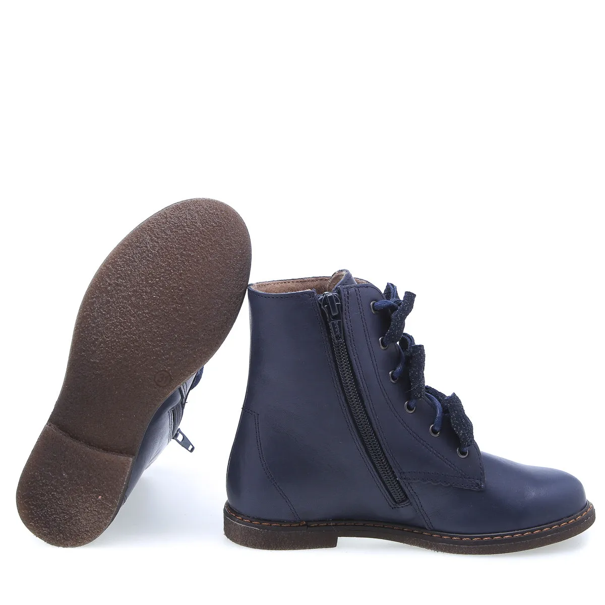 (2622D-1) Emel Blue bow lace-up boots