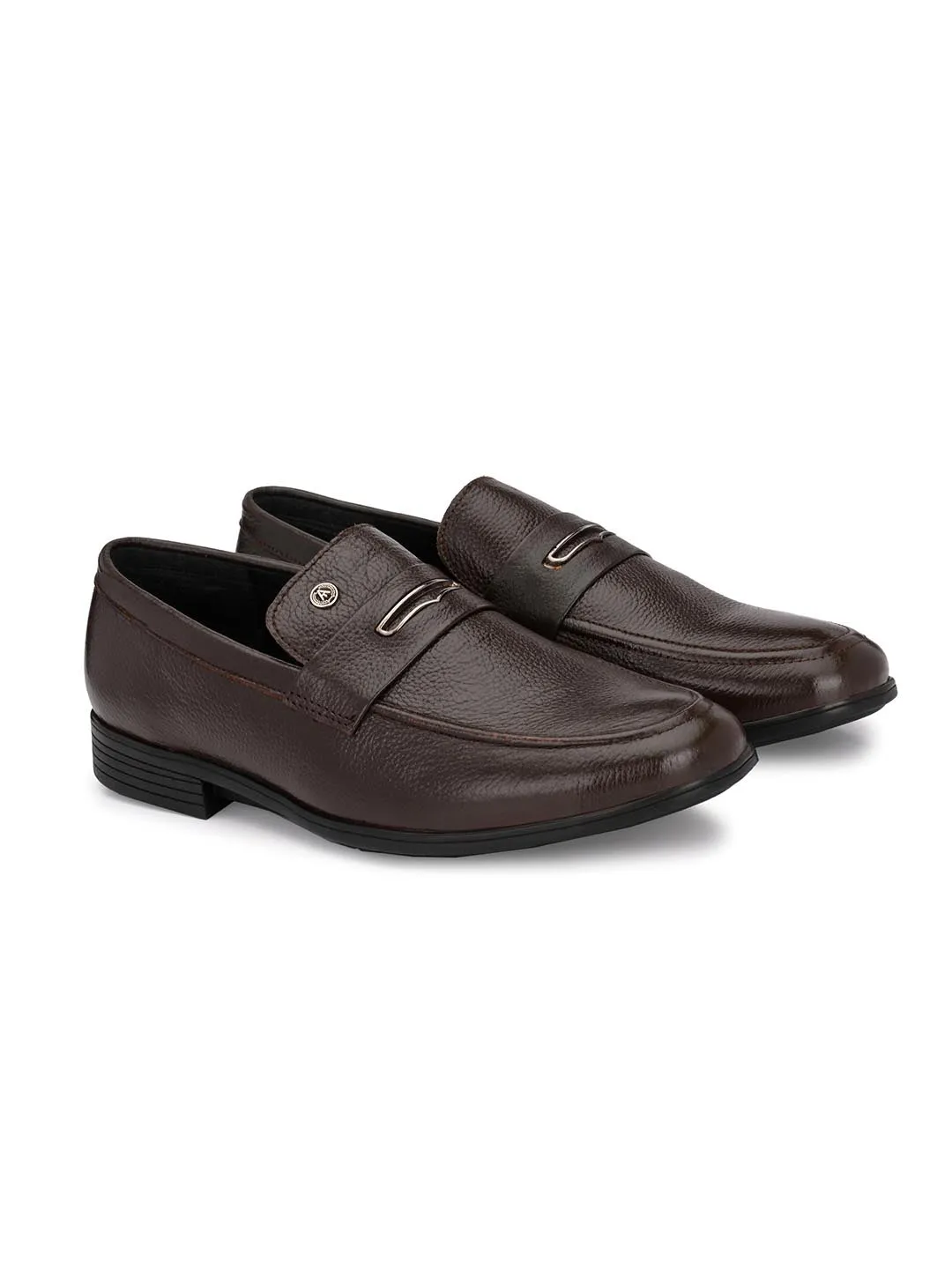 Alberto Torresi Genuine Leather Brown Slipon Formal Shoes For Men