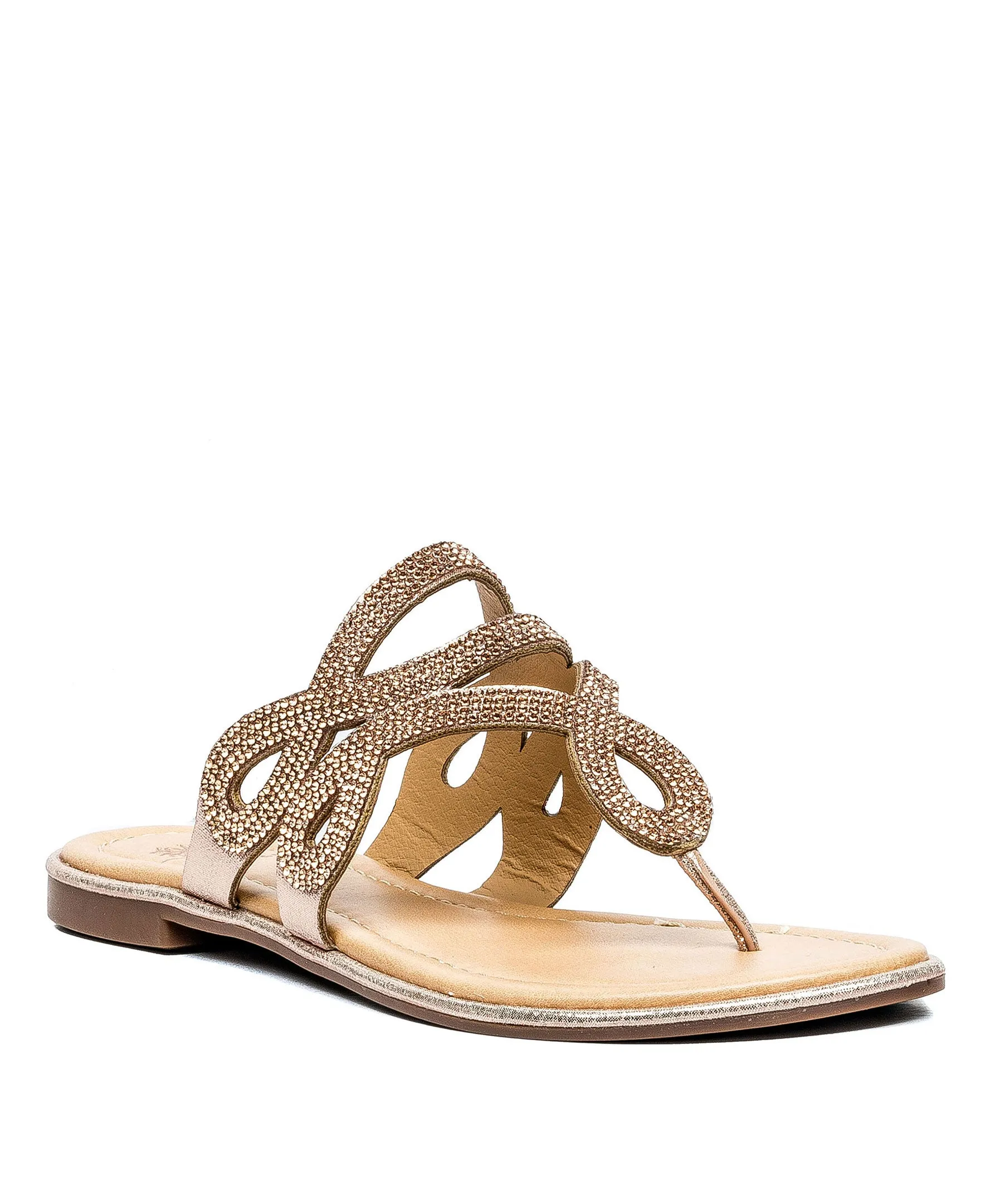 Amelia Rose Gold Flat Sandals