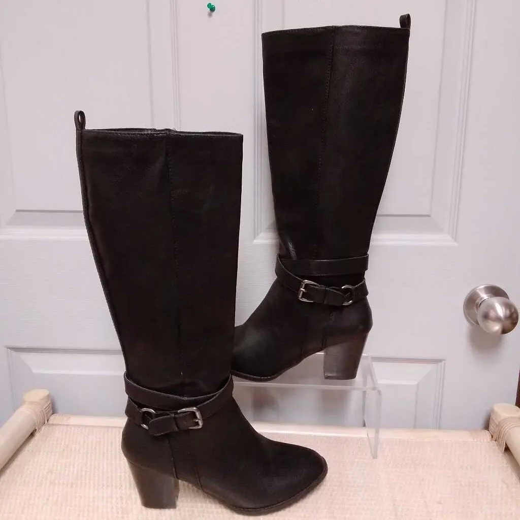 BASS BLACK "HANA" FAUX LEATHER KNEE HIGH BOOTS SIZE 8.5