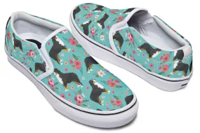 Bernese Mountain Dog Flower Slip-On Shoes