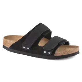 Birkenstock Uji Slide Sandal (Men) - Black Suede/Black Nubuck