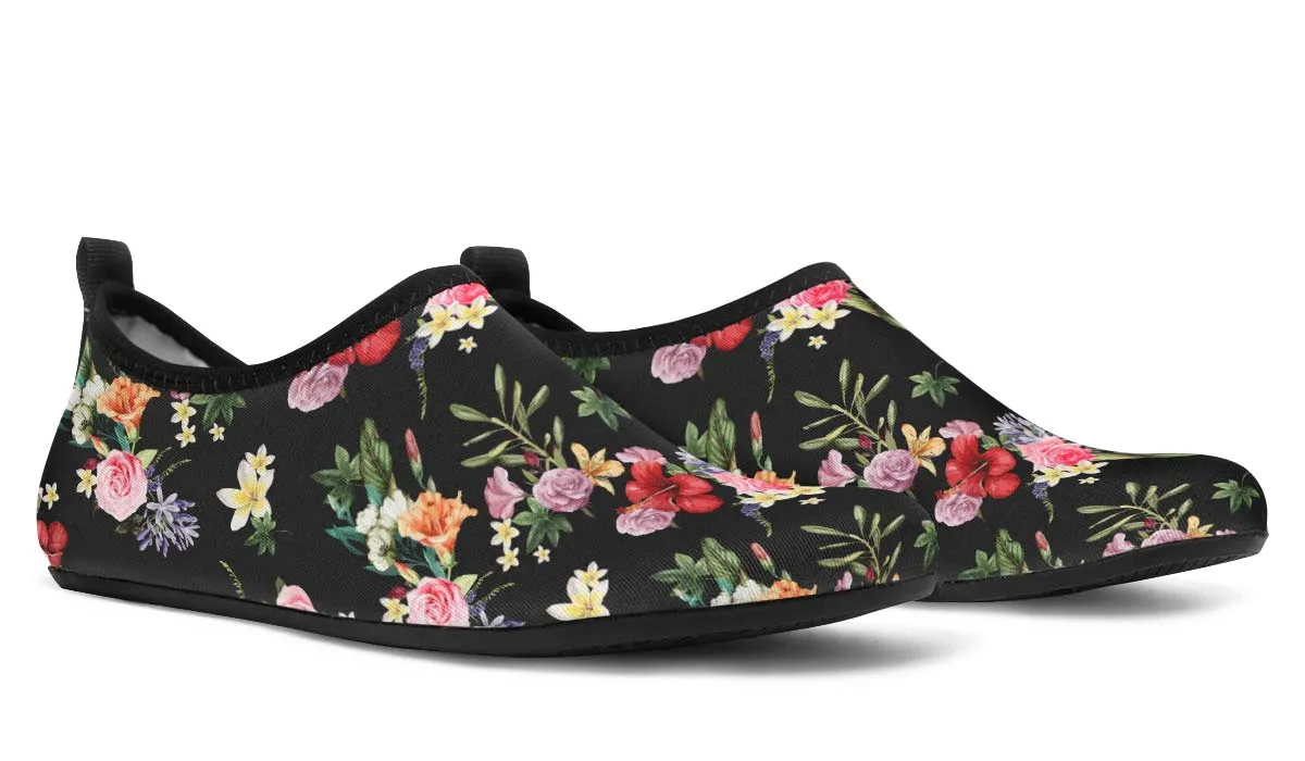 Black Floral Aqua Barefoot Shoes