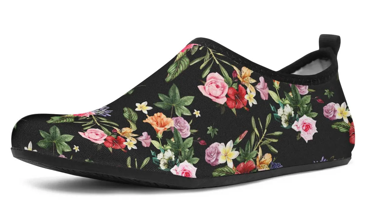 Black Floral Aqua Barefoot Shoes