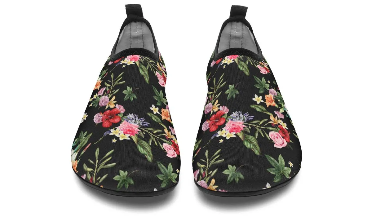 Black Floral Aqua Barefoot Shoes