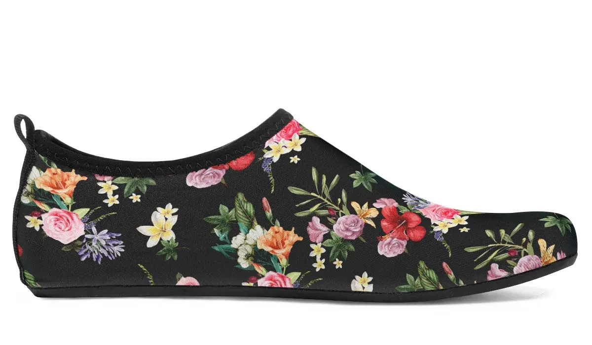 Black Floral Aqua Barefoot Shoes