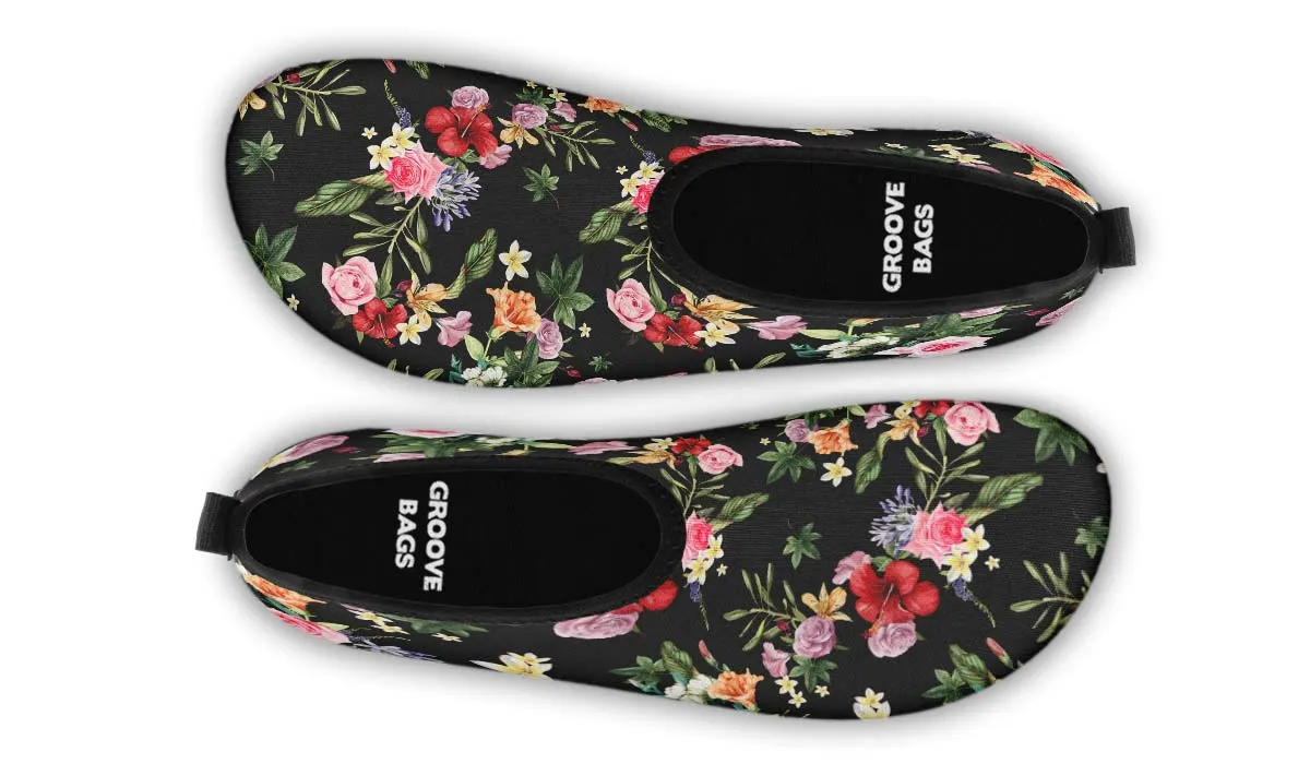 Black Floral Aqua Barefoot Shoes