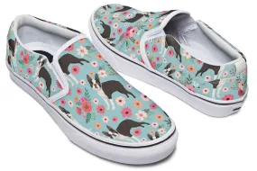 Boston Terrier Flower Slip-On Shoes