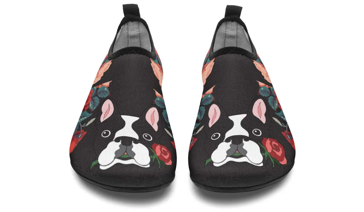 Boston Terrier Rose Aqua Barefoot Shoes