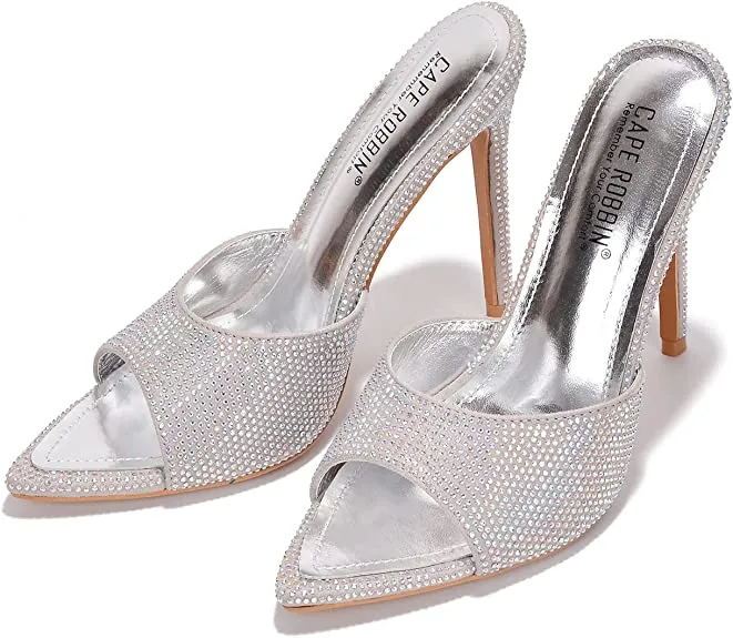 Cape Robbin Kameron Women's Rhinestone Stiletto Slip On Heels