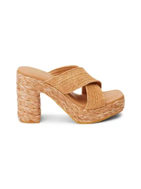 Caravan Raffia Heel in Cognac