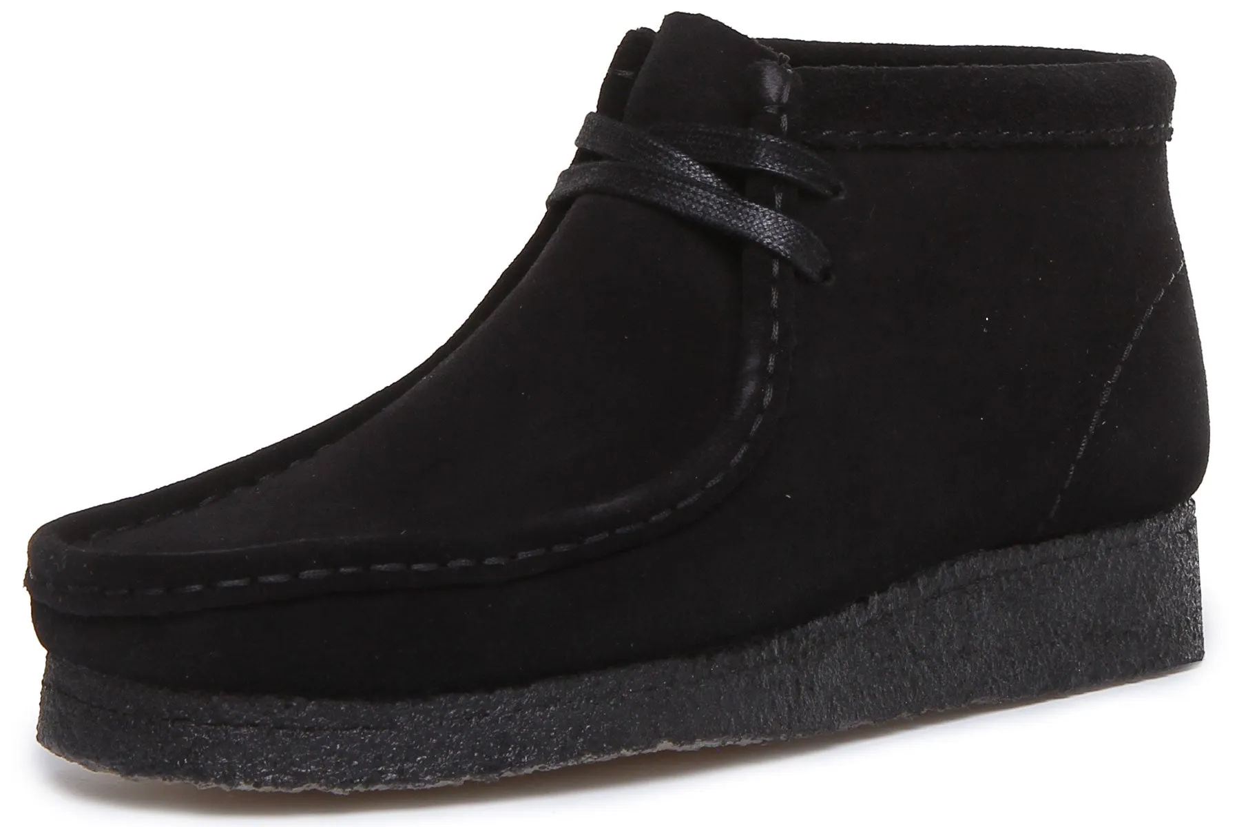 Clarks Originals Wallabee Boot In Black Suede