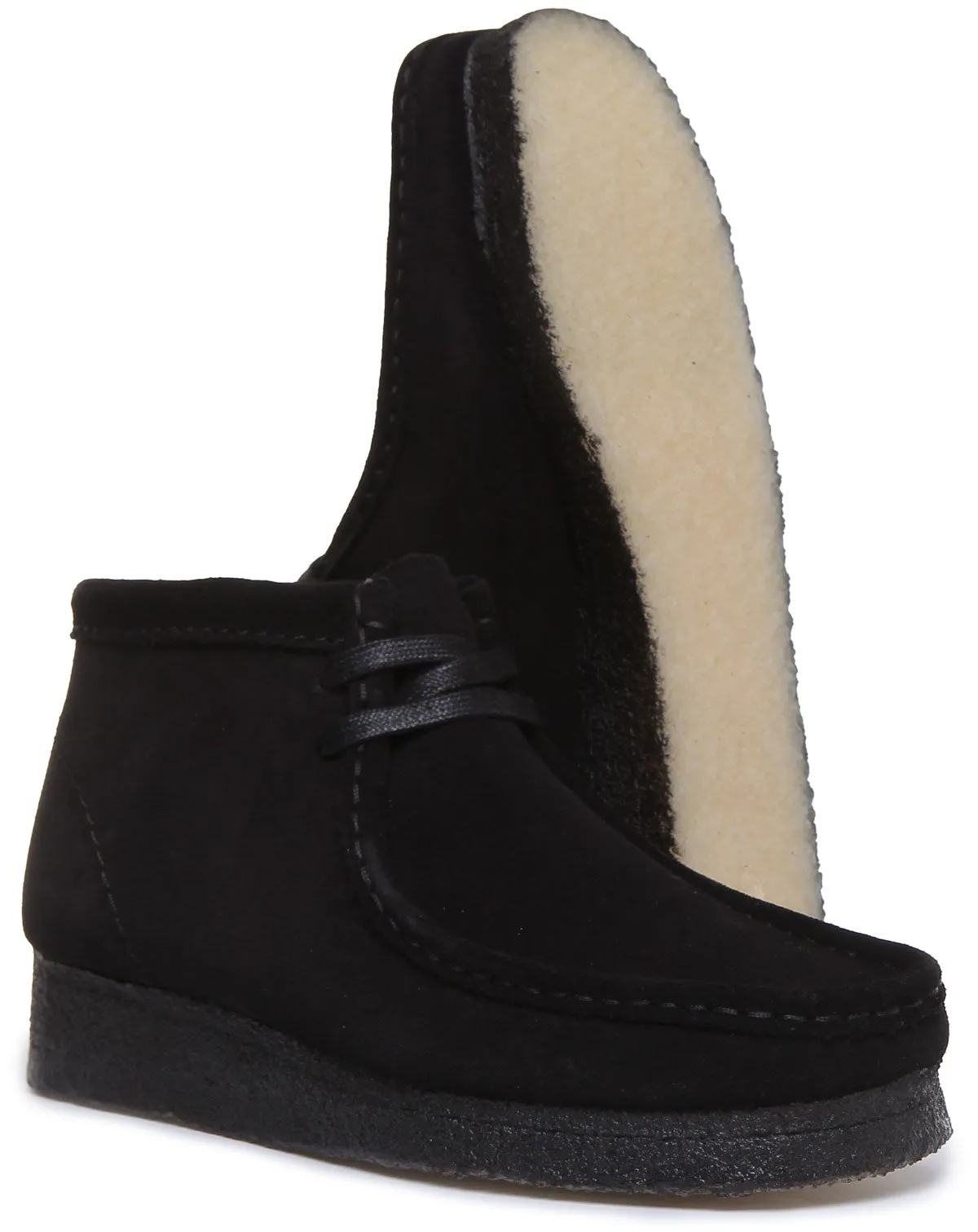 Clarks Originals Wallabee Boot In Black Suede