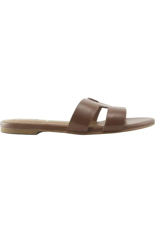 Cognac Alibi Genuine Leather Sandals