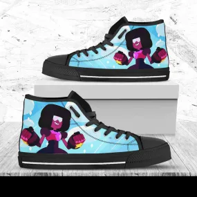 Garnet Custom Shoes, Movie Shoes, Steven Universe Movie, Cartoon Hightops, Cartoon Network, Custom Hi Tops, Cartoon Character