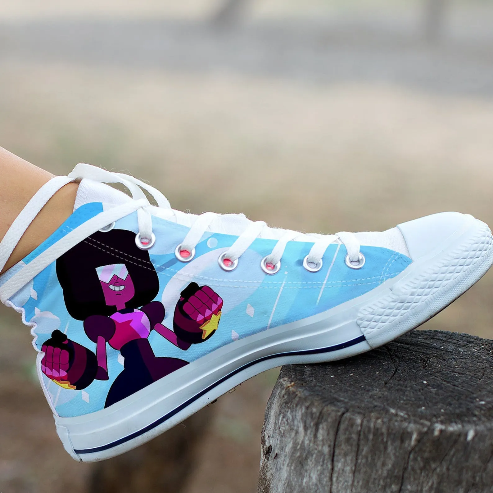 Garnet Custom Shoes, Movie Shoes, Steven Universe Movie, Cartoon Hightops, Cartoon Network, Custom Hi Tops, Cartoon Character