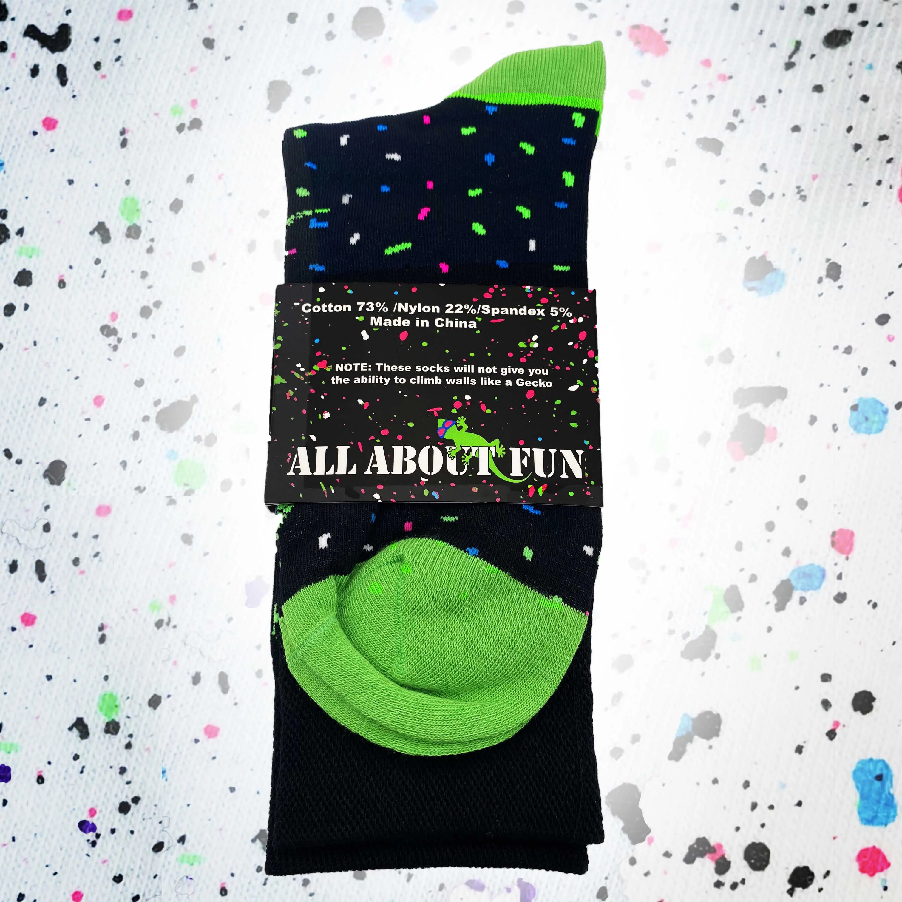 Gecko Splatter Party Socks