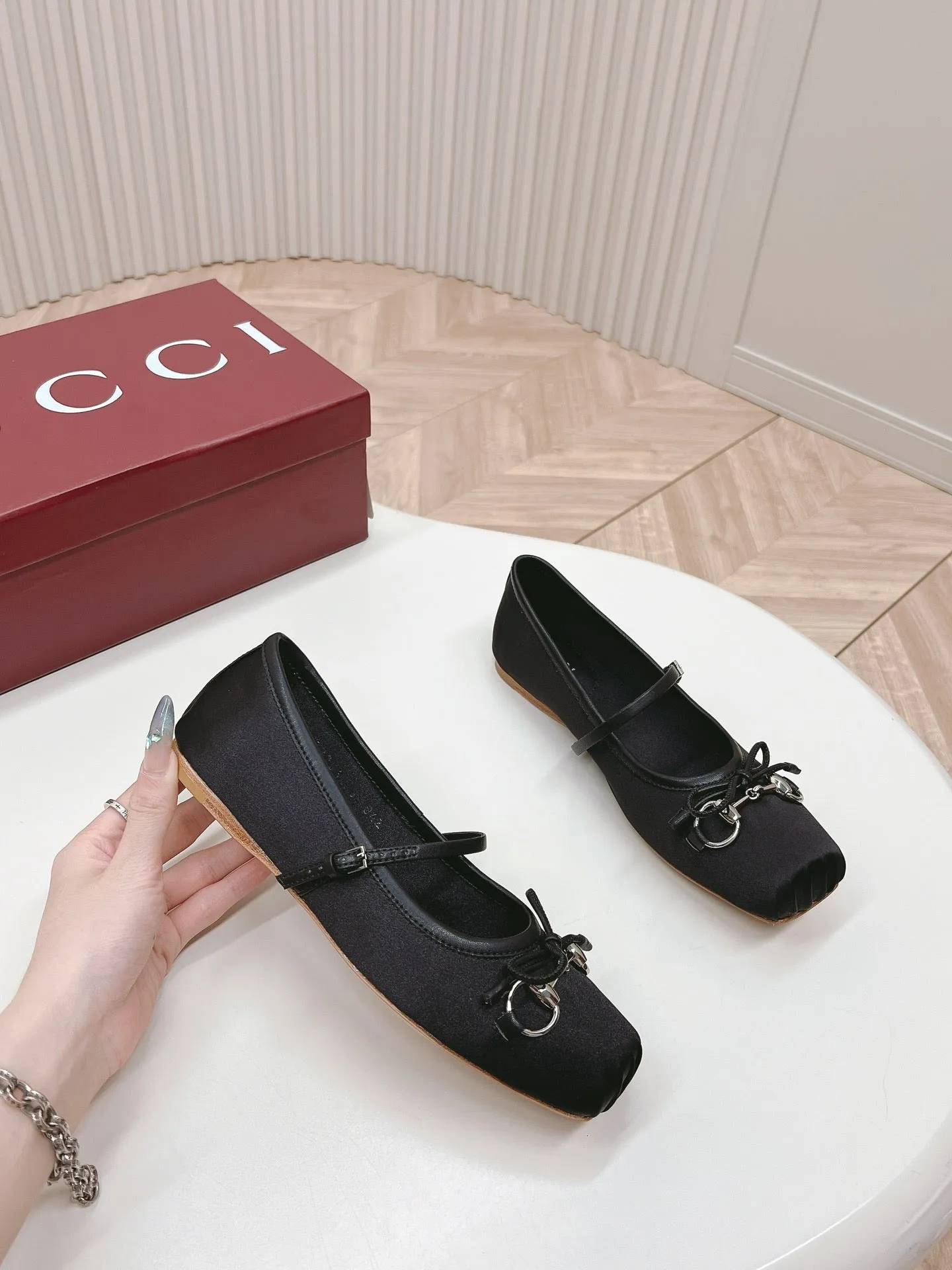 GG BALLET FLAT BLACK SILK