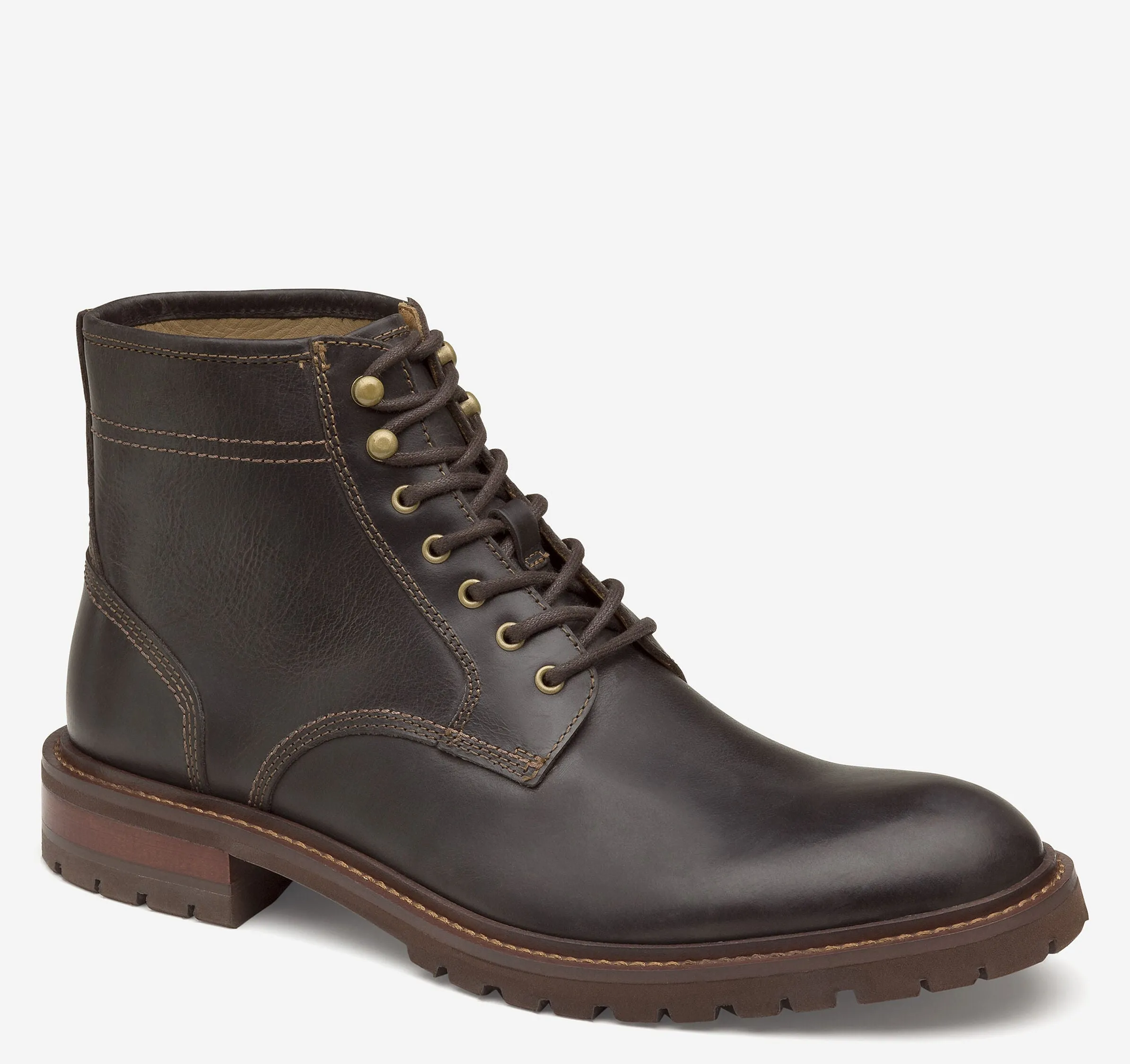 Men's Johnston & Murphy | Barrett Plain Toe Boot | Dk Brown Full Grain