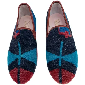 Men's Turkish Kilim Loafers | Black, Red, Teal