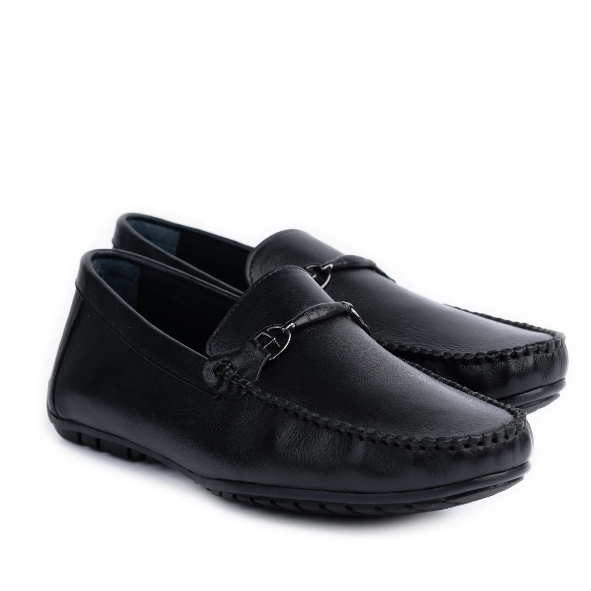 Metallic Buckle Moccasin - Black