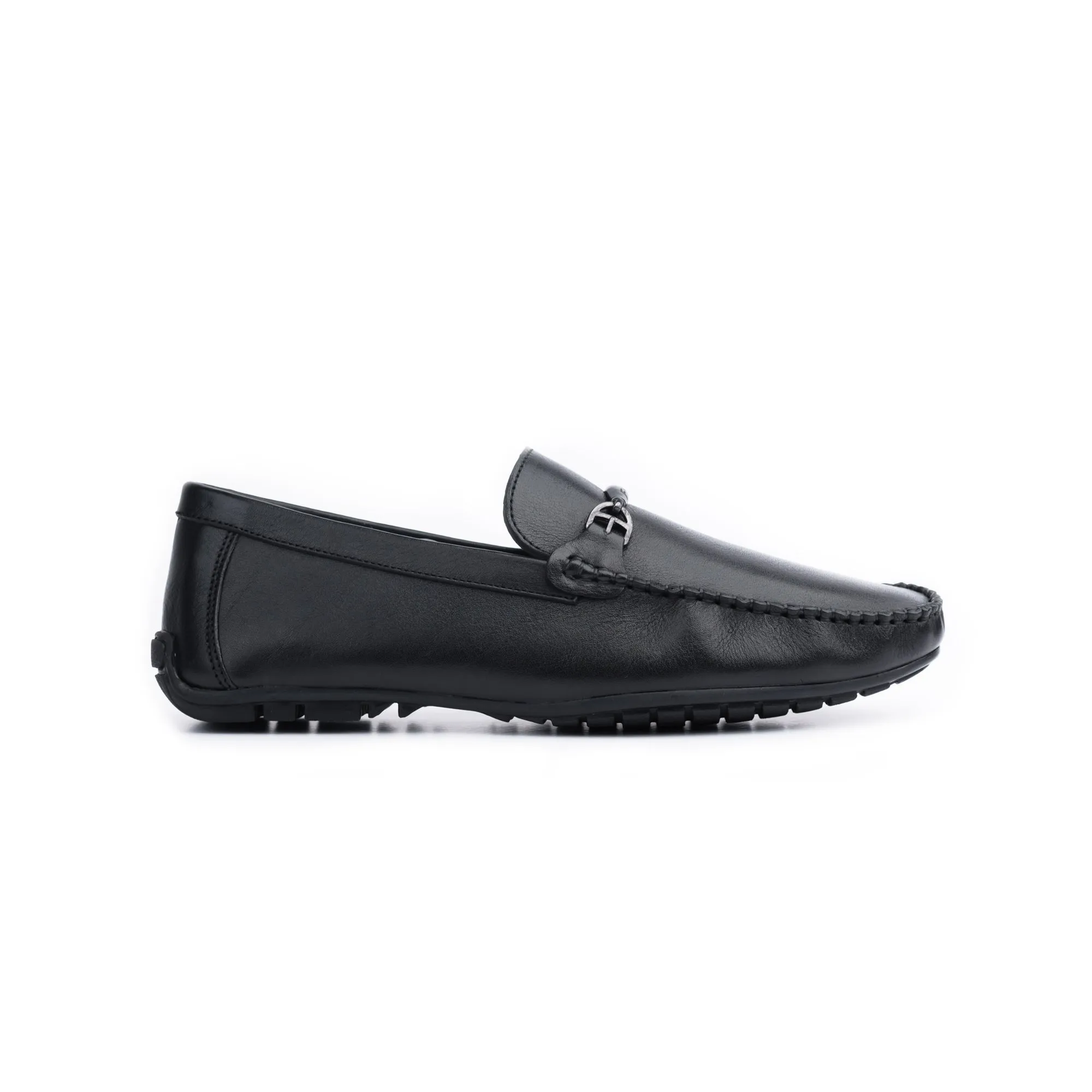 Metallic Buckle Moccasin - Black