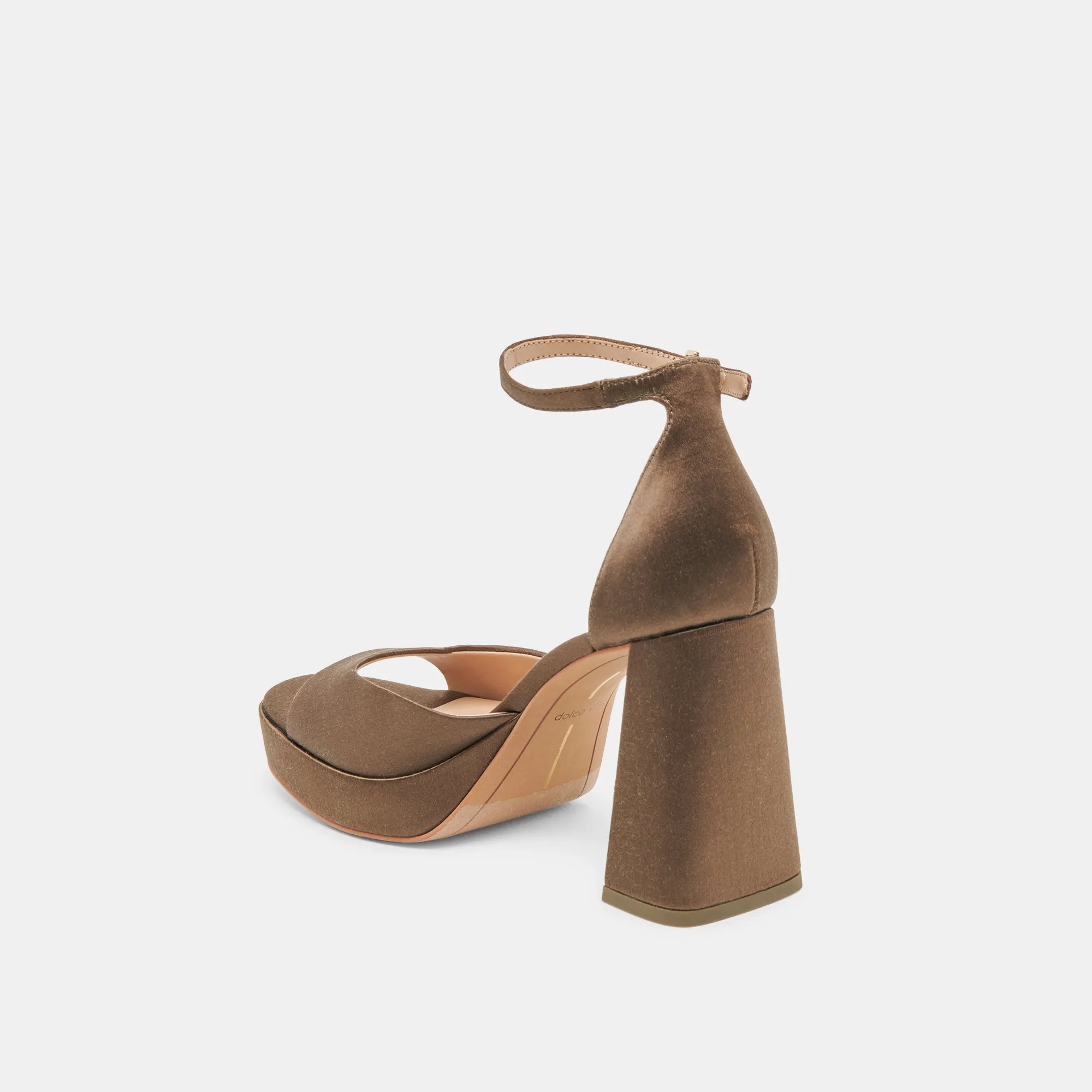 PANDRO HEELS OLIVE SATIN