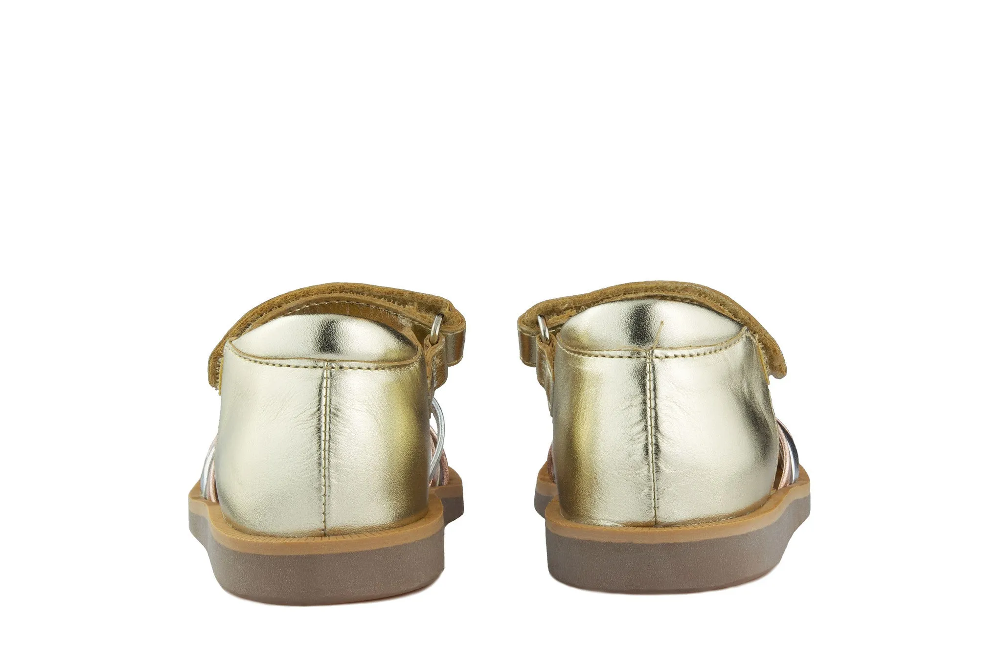 Pom d'Api Girls Gold Sandal with Metallic Straps