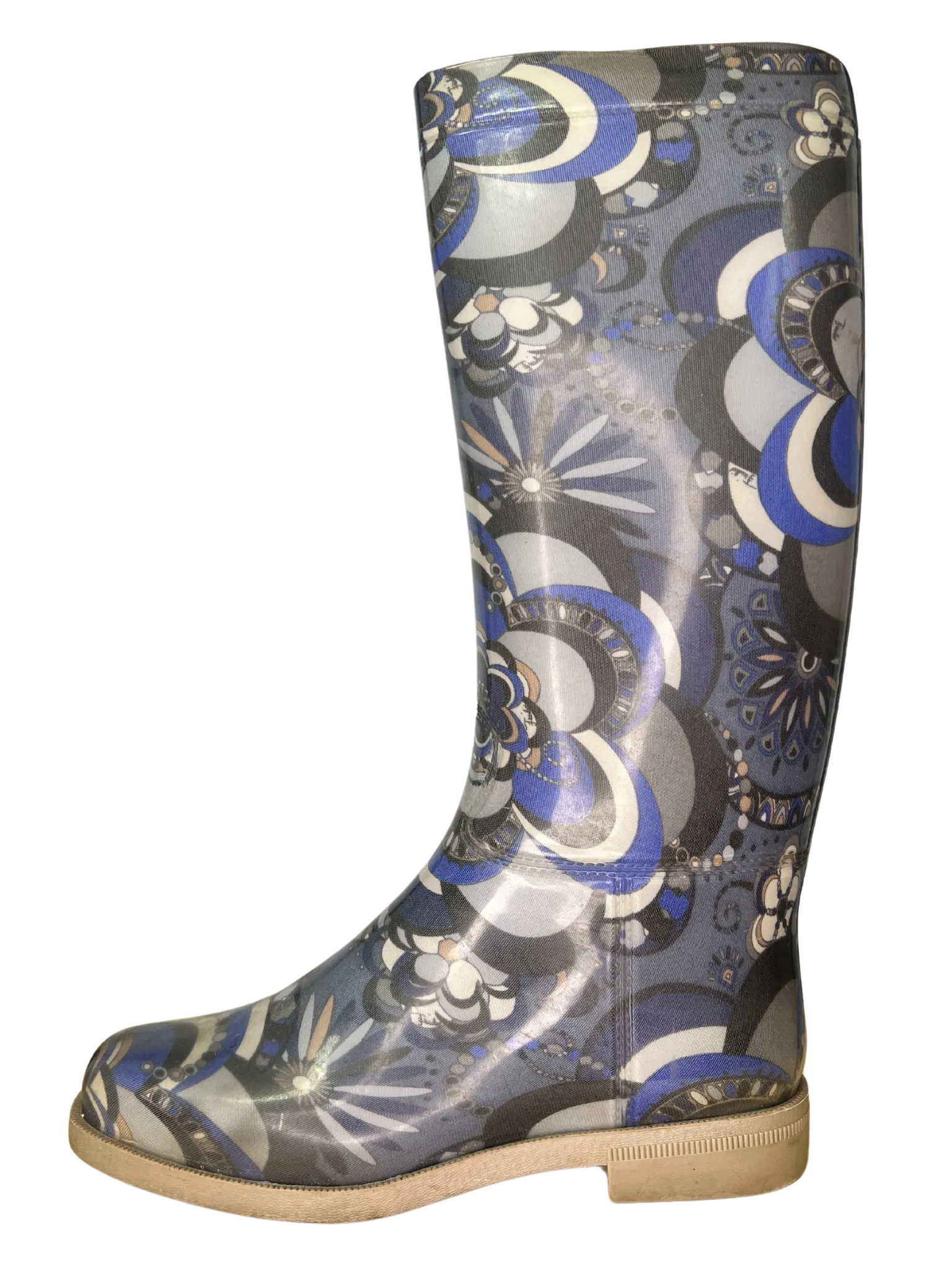 Size 40 - Emilio Pucci Blue Patterned Rain Boots