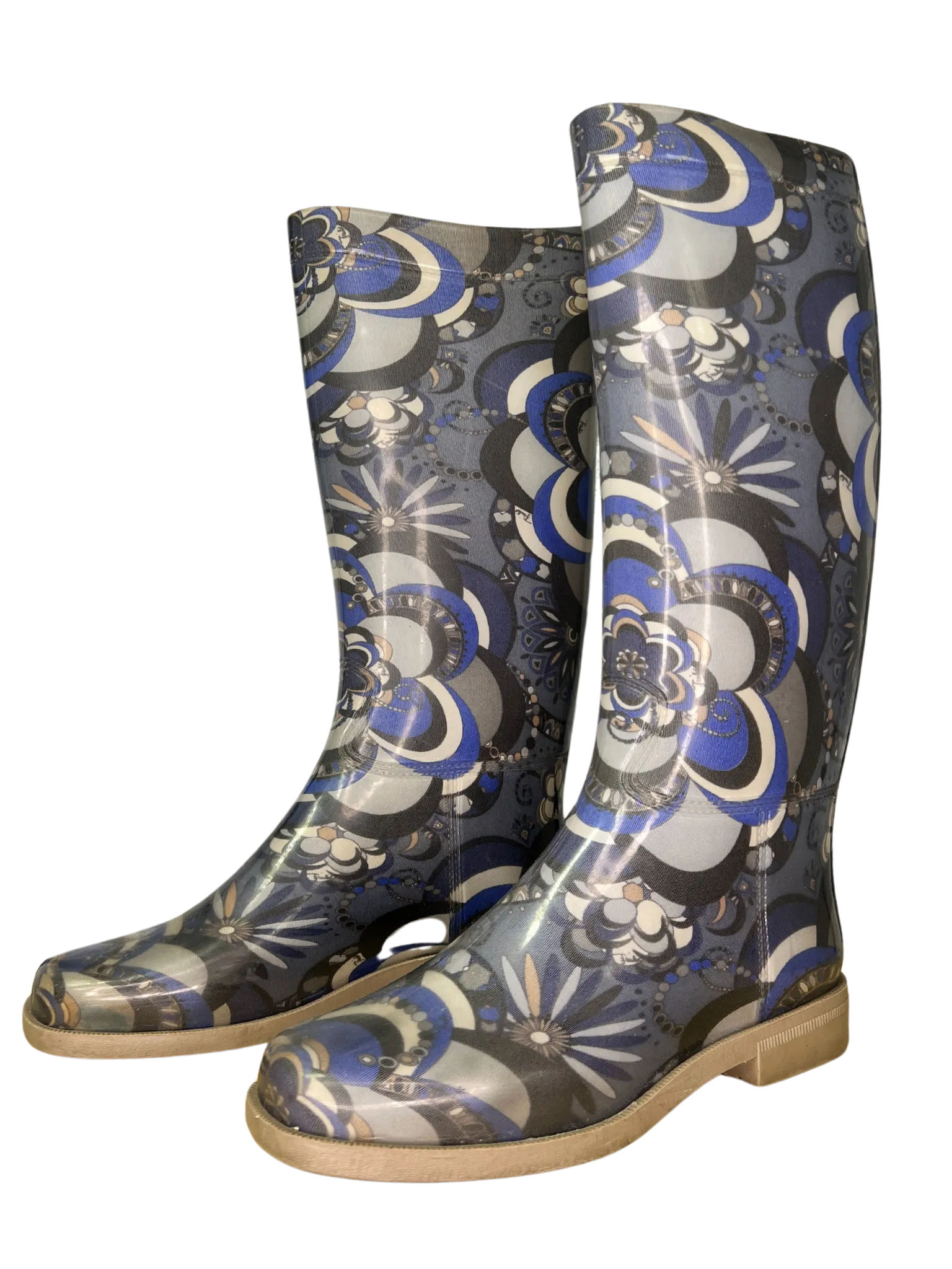 Size 40 - Emilio Pucci Blue Patterned Rain Boots