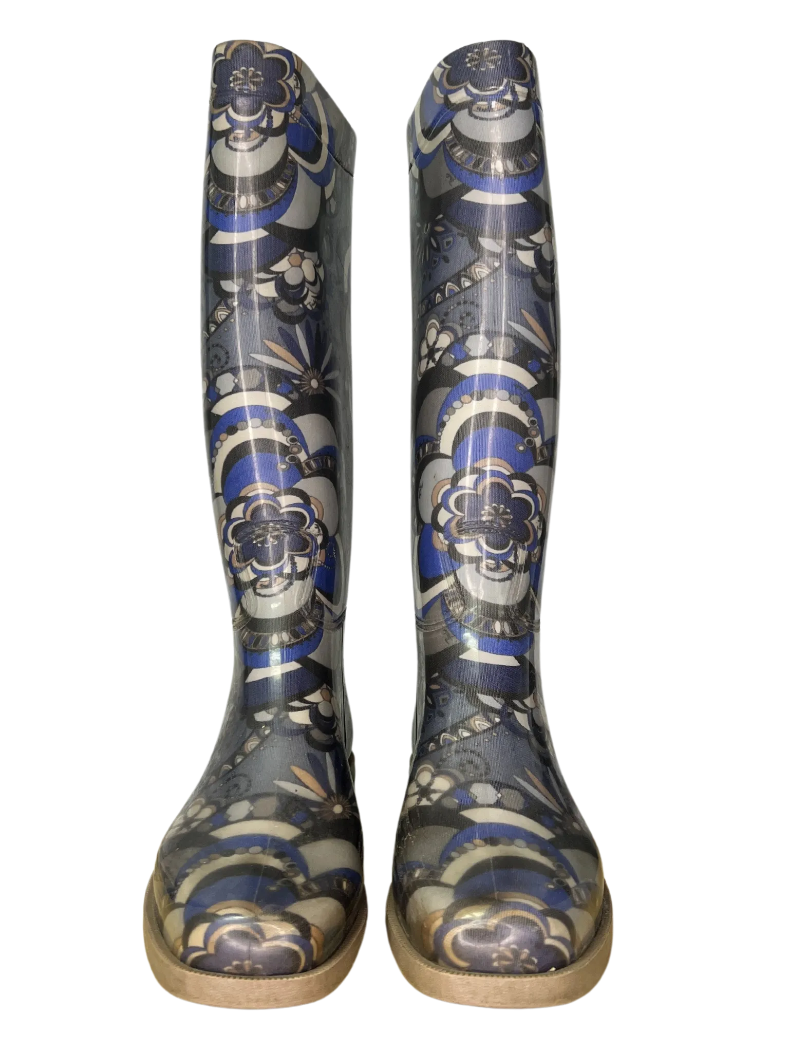 Size 40 - Emilio Pucci Blue Patterned Rain Boots