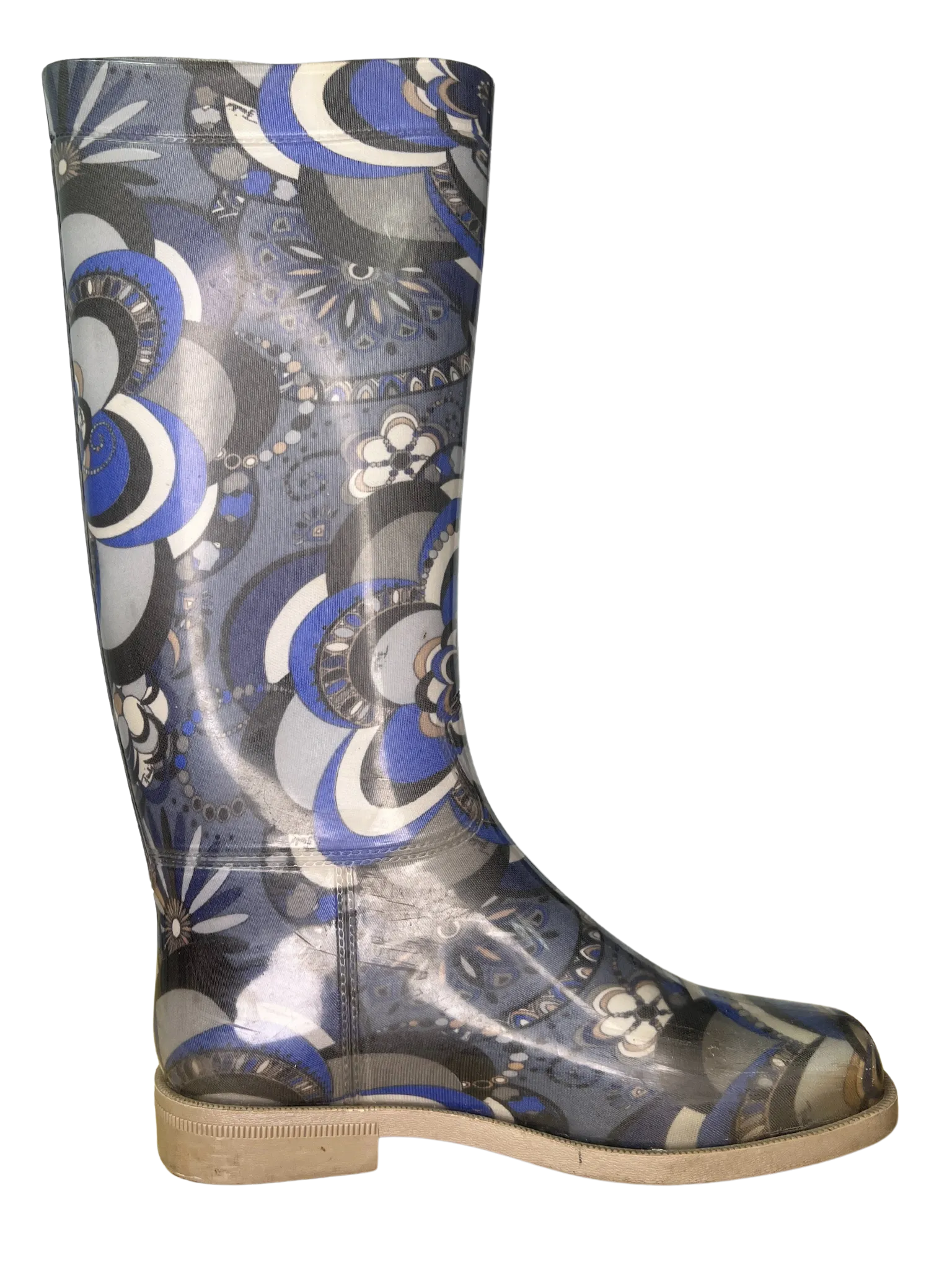 Size 40 - Emilio Pucci Blue Patterned Rain Boots