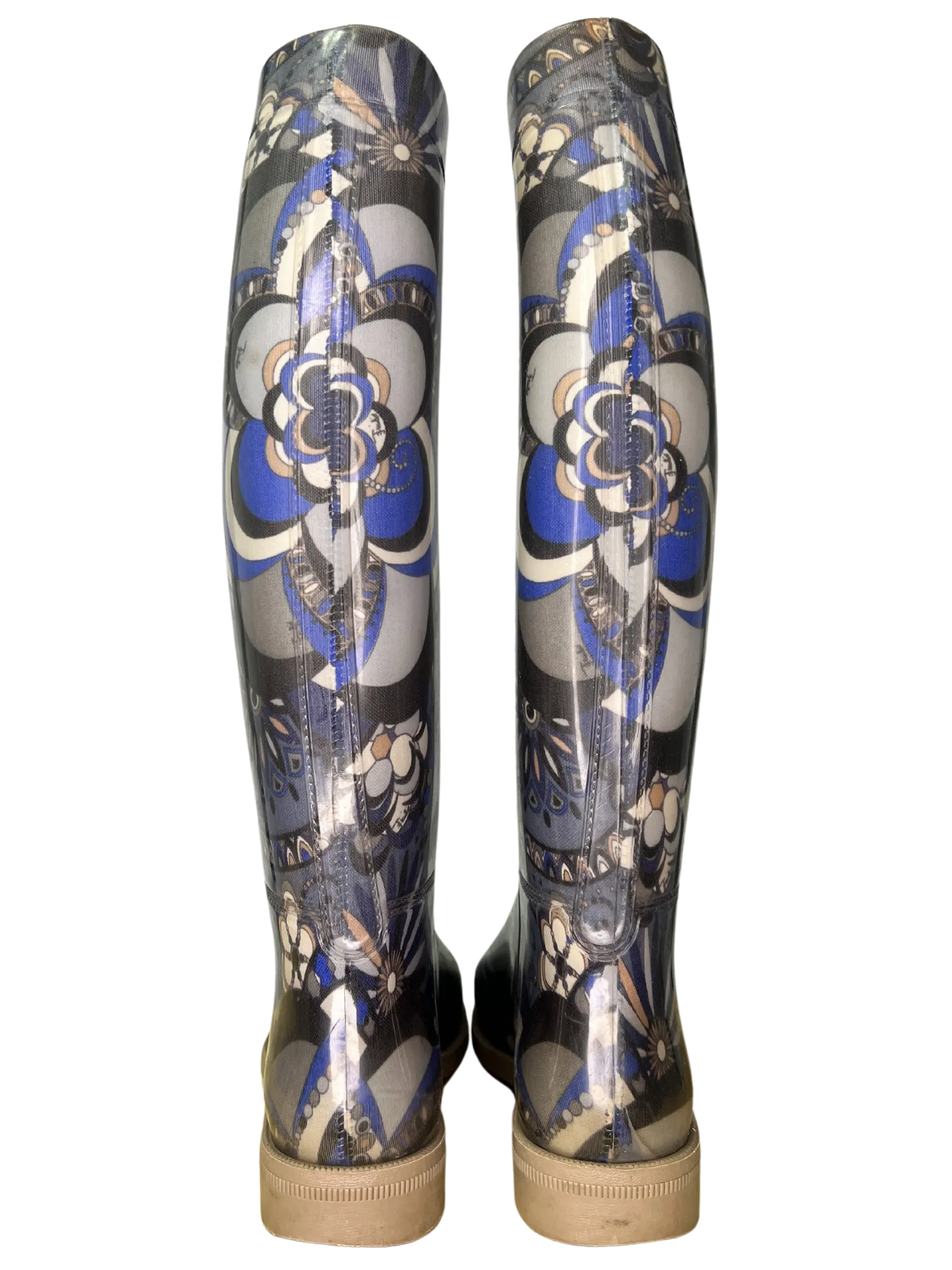 Size 40 - Emilio Pucci Blue Patterned Rain Boots