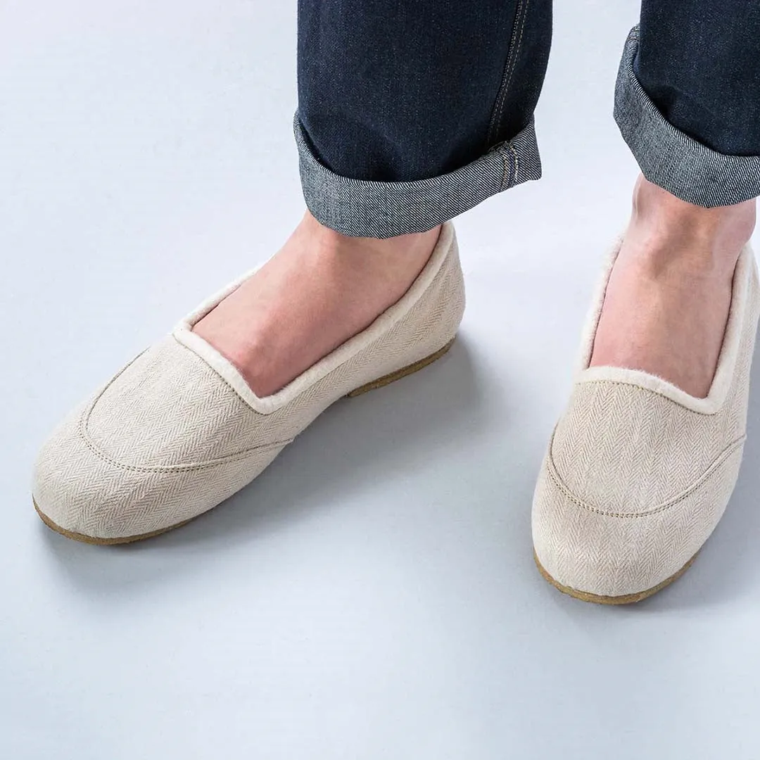 SNOW WHITE Handmade Hemp Ballet Flats (Lined with 100% Organic Cotton Fleece)