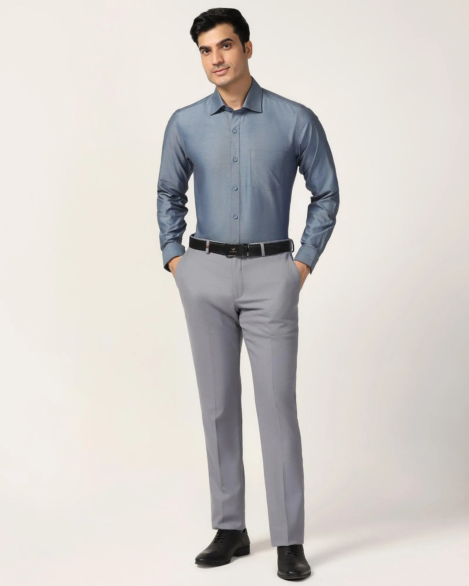 Temp Tech Formal Mid Blue Solid Shirt - Antony