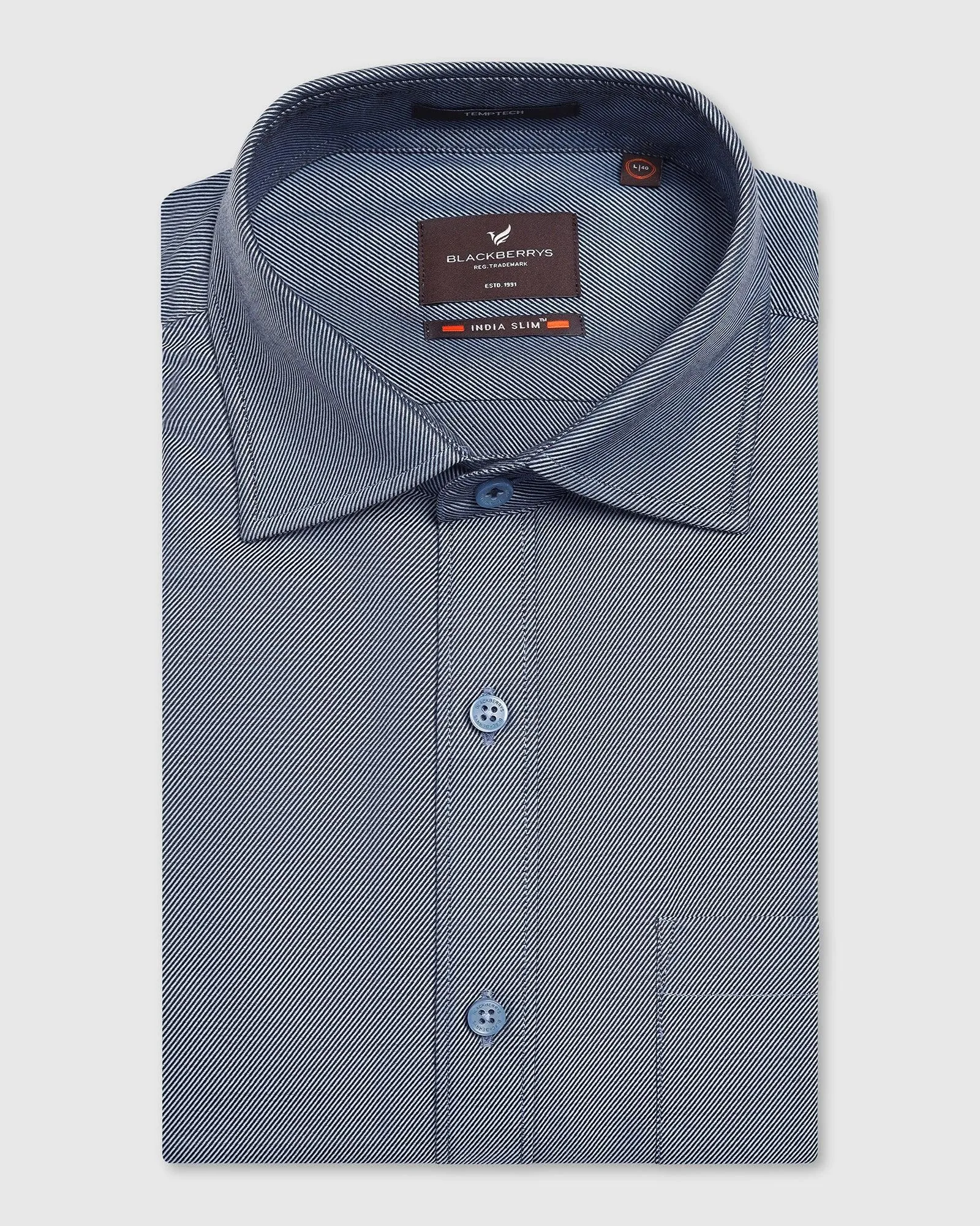 Temp Tech Formal Mid Blue Solid Shirt - Antony