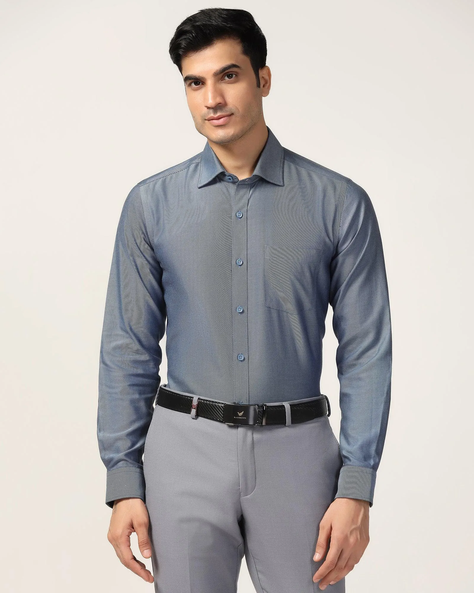 Temp Tech Formal Mid Blue Solid Shirt - Antony