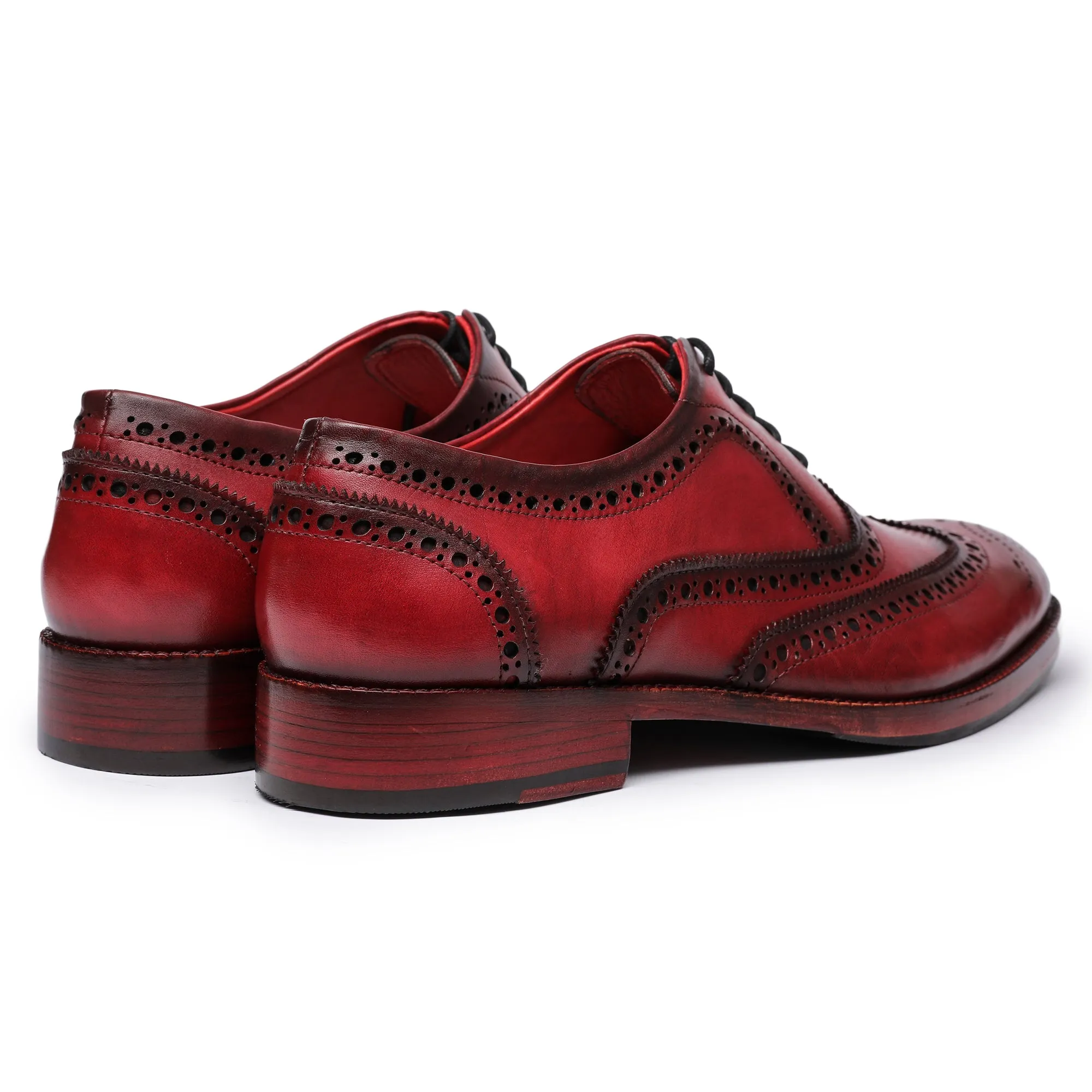 Wingtip Brogue Oxford- Wine Red