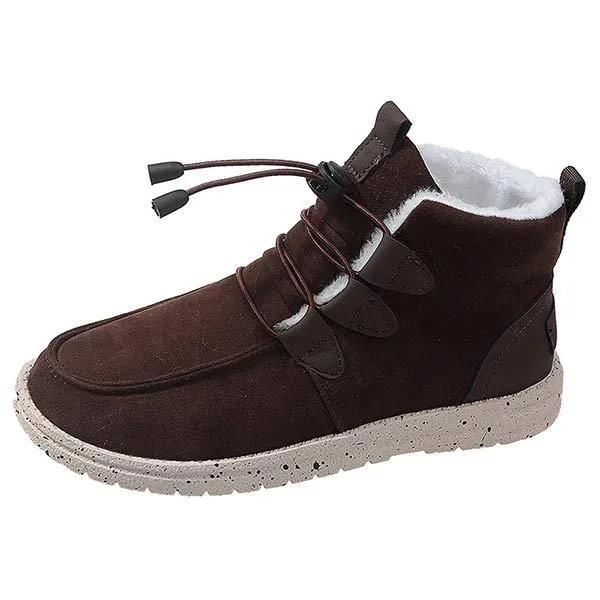 Women's Casual High-Top Round Toe Laced Plush Lined Leisure Shoes 35146333C