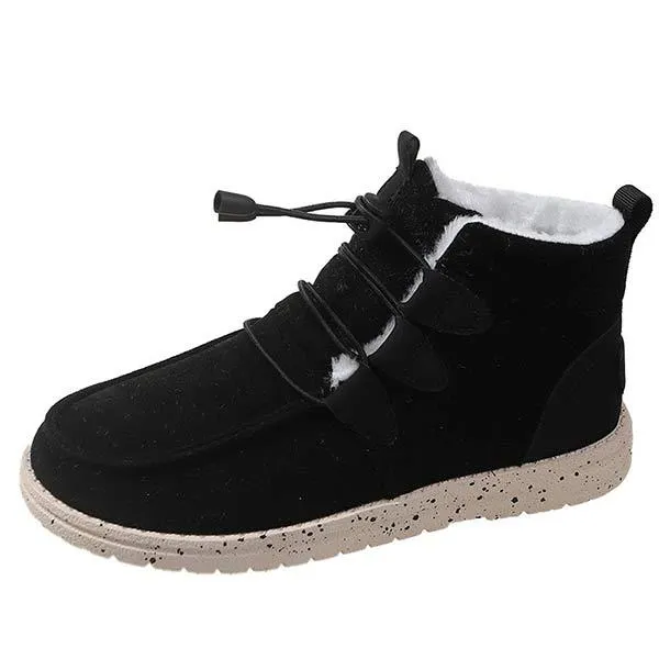 Women's Casual High-Top Round Toe Laced Plush Lined Leisure Shoes 35146333C