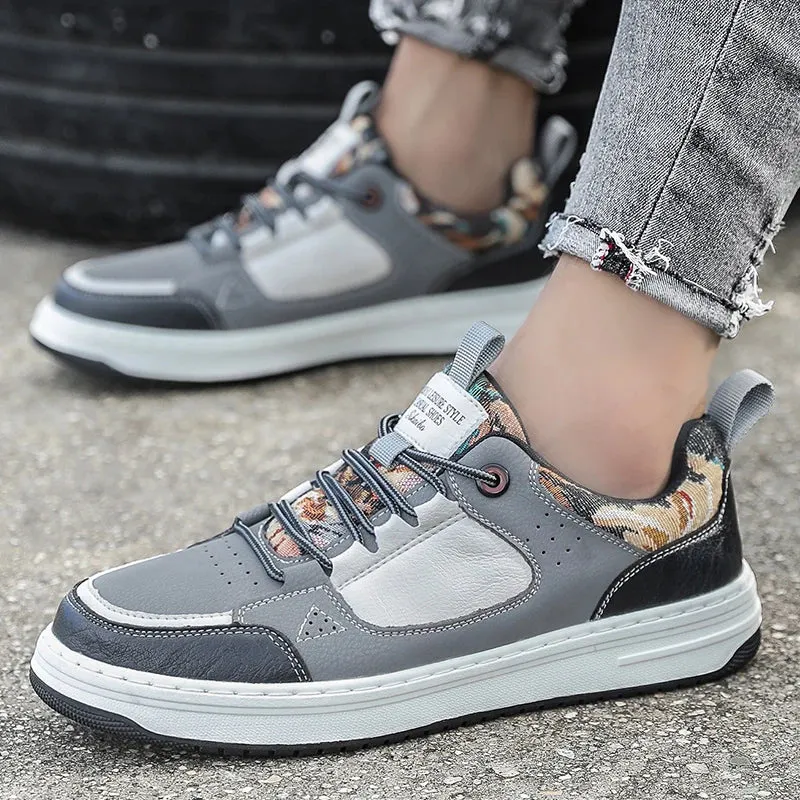 Xituodai  High Quality Mens Sneakers All-match Fashion Men Casual Shoes Genuine Leather Skate Shoes Men Lace-Up Men's Classic School Shoes