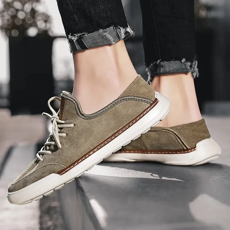 Xituodai  Spring Summer New Handmade Genuine Leather  Men's Shoes Fashion Casual  Sneakers  Wild Flat  wear-resistant Men's Shoes