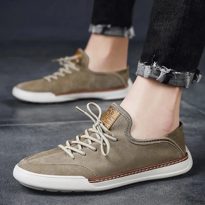 Xituodai  Spring Summer New Handmade Genuine Leather  Men's Shoes Fashion Casual  Sneakers  Wild Flat  wear-resistant Men's Shoes